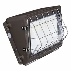 This wire guard is a replacement part for wall pack fixtures, providing physical protection for the lamp and wiring. It has an overall length of 10 3/4 inches. Suitable for outdoor lighting applications in commercial and industrial settings.