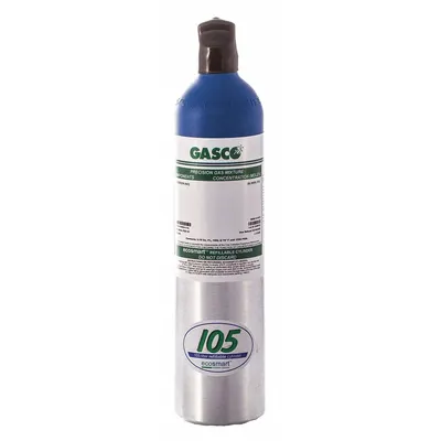 GASCO 105ES-327TS Calibration Gas, 6% Oxygen in Nitrogen, 105 L Cylinder - Calibration Gases for Portable Gas Detectors