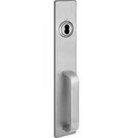 This stainless steel pull-plate trim is designed for use with exit push bars on commercial doors up to 36 inches wide. The silver finish pull-type outside trim meets ADA compliance requirements for accessible egress hardware