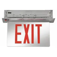 Exit Sign: 2 Faces, Red, Aluminum, Universal Field Selectable Chevrons, LED, Silver, Nickel Cadmium (MPN EDGR 2 RMR EL)