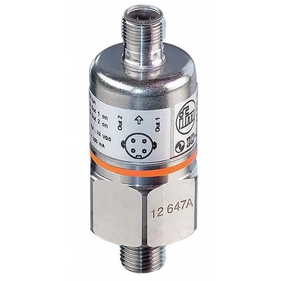 IFM Pressure Transmitter: 0 psi to 100 psi, 0 to 10V DC, 4-Pin M12 Connector - Pressure Transmitters with 4-Pin M12 Connector