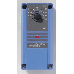 Surface-mount humidity controller for humidifier and dehumidifier control. Operates on 120/240V AC input voltage. Switches equipment on or off based on humidity setpoints for environmental control.