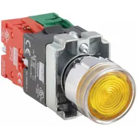 DAYTON Illuminated Push Button: Illuminated, Extended Profile, Metallic, 22 mm, 1NO/1NC