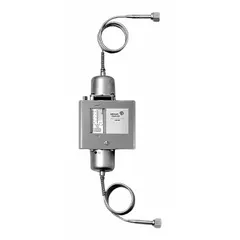 SPDT differential pressure control with automatic reset, rated for 240V. Switch action opens or closes on both pressure rise and fall with a 1.5 psi differential setting. Used in HVAC and fluid systems to monitor differential pressure and protect equipment.