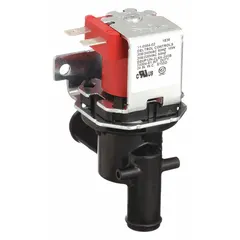 Replacement purge valve for SCOTSMAN ice machines. Controls the purge cycle to maintain proper machine operation. Meets OEM specifications for fit and function. Used in commercial ice production equipment.