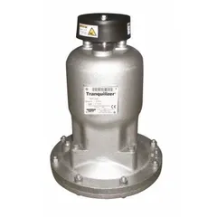 The SANDPIPER Tranquilizer Auto Dampener reduces pulsation in fluid handling systems, protecting downstream equipment from pressure spikes. It features a cast iron body with Santoprene elastomers and a 1 1/2 in NPT inlet connection. Designed for use with air-operated double-diaphragm pumps, it dampens pressure fluctuations and extends system life.