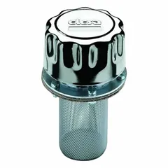 This filter breather vent from ELESA features a flanged mounting with six bolt holes at 72 mm diameter and a steel body. It provides 40 micron filtration for incoming air, helping to prevent contaminants from entering hydraulic reservoirs, power units, and fluid storage tanks.