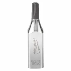 This MILWAUKEE Torx bit socket features a 1/4 in drive size and T25 tip, with an overall length of 1-5/8 in. It is designed for driving Torx fasteners in assembly, repair, and maintenance tasks where a secure fit is required.