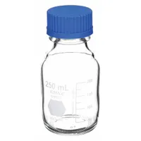 KIMBLE Media Bottle: 250 mL, Screw-On, GL 45, 138 mm, Colorless, Closure Included, Wide Mouth Size (MPN 14395-250)