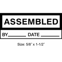Inspection Label: Assembled, 1 1/2 in Wd, 5/8 in Ht, Black/White, Rectangle, Polyester, 350 PK (MPN TC-10941)