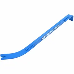Flat bar with claw end, 28 in overall length, 1 in bar width, and 1 in end width. Features 2 nail slots for prying and nail pulling. Used in construction and demolition for controlled prying force.