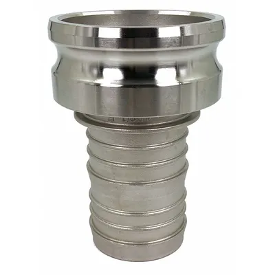 OEM Cam and Groove Adapter: 4 in Coupling Size, 100 psi Max. Working Pressure @ 70 F - Type E Stainless Steel Cam & Groove Fittings