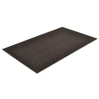 Antifatigue Mat: 3 ft x 10 ft, 3/4 in Thick, Raised Rings, Black, Natural Rubber, Straight Edge