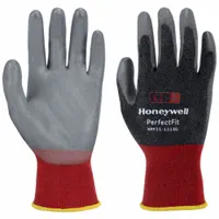 These knit gloves feature a rough polyurethane coating with 3/4 dip coverage, providing abrasion resistance (ANSI Level 3) and grip on oily or dry surfaces. The silicone-free construction prevents contamination in sensitive environments. Suitable for assembly, material handling, and light fabrication tasks. Includes knit wrist cuff