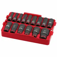 MILWAUKEE Socket Set: 1/2 in Drive, 15 Piece, 6-Point, SAE, 3/8 in to 1 1/2 in (MPN 49-66-6817)