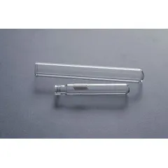 This KIMBLE glass culture tube has a 13 mm body diameter and 100 mm overall height, providing an 8 mL capacity. It features a colorless, round-bottom design and is not graduated. The tube does not include a closure. Suitable for microbial culture, sample incubation, and general laboratory testing.