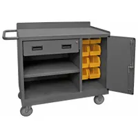 DURHAM MFG Mobile Cabinet Workbench: 36 in x 18 in, Steel, 1,200 lb Overall Load Capacity, Gray (MPN 2212A-BLP-8B-LU-95)