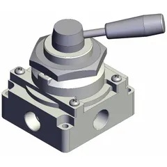 The SMC VH412-N04 is a two-position manual air control valve with a lever actuator. It features 1/2 in NPT ports and a panel-mounted, side-ported body. This valve provides straightforward on/off control for pneumatic systems in industrial machinery and automation lines.