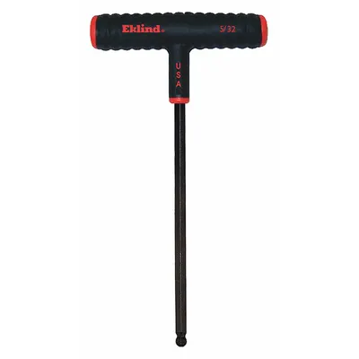 EKLIND Hex Key: 1 Ball Ends, 5/32 in Tip Size, SAE, Long, Alloy Steel, Black Oxide - T-Shaped Hex Keys