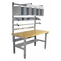 Packing Table: 750 lb Wt Capacity, 30 in Min Tabletop Ht, 36 in Max Tabletop Ht, High Gloss, Gray (MPN IWBPB7230M)