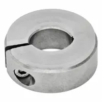 This stainless steel clamp-on shaft collar is designed for vibration and sound damping in industrial equipment. It secures components on a 12 mm shaft while reducing noise and mechanical resonance. Typical applications include conveyors, packaging machinery, and automated systems where quiet operation is required