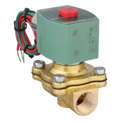 This 2-way, 2-position normally closed solenoid valve is designed for high-flow on/off control of compatible liquids or gases. It features a 1/2 in pipe size, 24V DC operation, and a watertight coil enclosure suitable for washdown or outdoor environments. Commonly used in industrial automation, water treatment, and process systems.