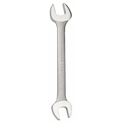 PROTO Open End Wrench: Alloy Steel, Satin, 1/2 in_7/16 in Head Size, 6 3/8 in Overall Lg - SAE, Double End, Open End Wrenches