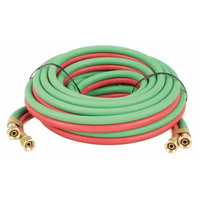 CONTINENTAL Twin Line Welding Hose: 1/4 in Hose Inside Dia., Green/Red, UNF x UNF, 25 ft Hose Lg - Grade R Twin-Line Welding Hose Assemblies