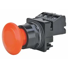Mushroom-head push button from Siemens Class 52 series with maintained action. Non-metallic construction, 30 mm head diameter. Suitable for industrial control panel applications requiring a large, easy-to-operate actuator for start or stop functions.