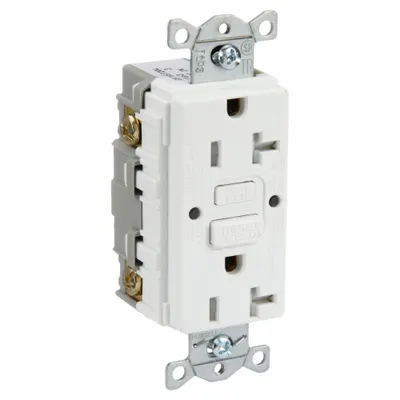 HUBBELL GFCI Receptacle: Duplex, 5-20, White, GFCI, 125V AC, 20 A, 2 Pole / 3 Wire (MPN GFRTR20W) - General Purpose Receptacles