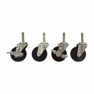 ALCO Stem Caster: Swivel, Side Brake, Stem, Silver, Basic American - Casters for Healthcare Beds