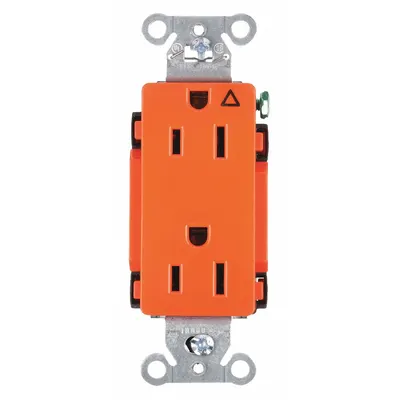HUBBELL Receptacle: Decorator Duplex, 5-15, Orange, 125V AC, 15 A, 2 Pole / 3 Wire (MPN IG15DR) - General Purpose Receptacles