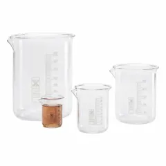 Low Form Plastic Beaker Without Handles, 100 mL, Clear Polymethylpentene, Printed Graduations