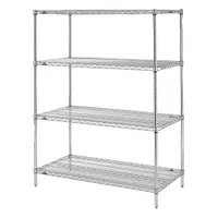 METRO Wire Shelving Unit: Starter, 72 in x 24 in, 74 in Overall Ht, 4 Shelves, Split Sleeve, Silver (MPN 74PS-4,2472NS-4)