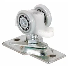 This hanging door roller from PRIME-LINE supports sliding doors in residential or light commercial applications. It measures 3-3/4 inches in width and has a maximum weight capacity of 60 lb. The roller guides and supports door movement for smooth operation.