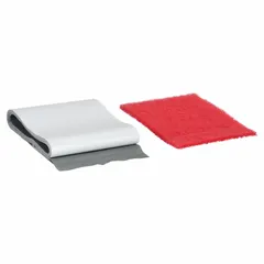 White roof tape kit, 4 in wide by 5 ft long, 35 mil thick, with MicroSealing Technology and UV protection. Includes surface prep pad. Compatible with all materials except silicone. Used for sealing and repairing metal, asphalt, and EPDM roofs.
