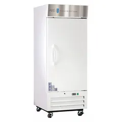 This controlled room temperature cabinet maintains a stable environment between 20°C and 25°C. It operates on 115 V and includes three adjustable shelves. The right-hinge door provides access to the interior. Overall dimensions are 25 in width and 29 3/4 in depth. Suitable for storing temperature-sensitive materials in laboratory settings.