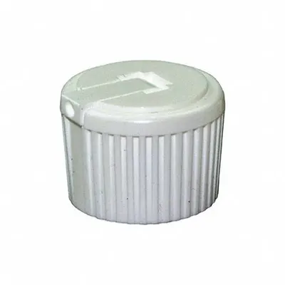 QORPAK Cap: 24 mm Dia, White, Polyethylene, Unlined, 24-410 mm Screw Closure Size - Dropper Bottle Caps