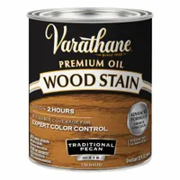 This interior oil-based semi-transparent wood stain in Traditional Pecan color with a satin sheen is designed for coloring and protecting indoor wood surfaces such as furniture, cabinets, and trim. The 1 qt container provides sufficient coverage for typical wood finishing projects