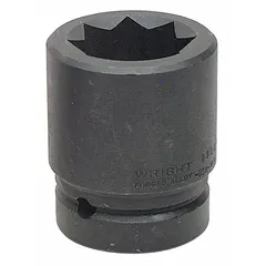 This 1-inch drive impact socket is designed for use with high-torque impact tools on heavy-duty fastening applications. It features a 1-5/8-inch SAE 8-point configuration and a 3-1/2-inch overall length, suitable for industrial maintenance, automotive repair, and construction tasks involving large equipment and machinery.