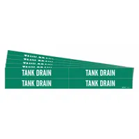 Pipe Marker: Tank Drain, Green, White, Fits 3/4 to 2 3/8 in Pipe O.D., 4 Pipe Markers, 5 PK (MPN 7419-4-PK)