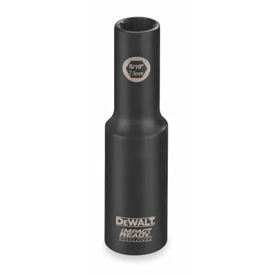 DEWALT Impact Socket: 3/8 in Drive Size, SAE, 7/16 in Socket Size, 6-Point, Std - 3/8" Drive Impact Sockets