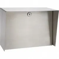 Silver polished stainless steel cover housing for gate operator access control devices. Overall height 8 in, footprint 6 in x 10 in. Includes cam lock. Accommodates card readers