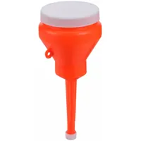 Capped Funnel: Polyethylene, 32 fl oz Fluid Capacity, 3 in Overall Dia, 8 3/4 in Overall Ht, Orange (MPN 32105)