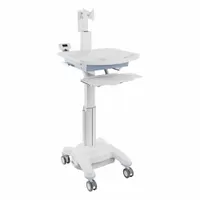 This mobile workstation from LUXOR is constructed of aluminum for lightweight strength. It features two swivel casters with brakes for easy maneuvering and secure positioning. With no drawers or shelves, it provides an open platform suitable for mounting medical devices or equipment in clinical settings