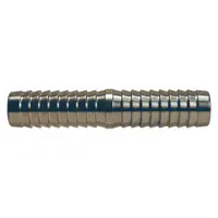 This 316 stainless steel rigid barbed hose fitting is used to repair or connect hoses in air, water, and chemical handling systems. It features a hose barb x hose barb, male x male connection for joining two hose ends securely. Suitable for industrial fluid transfer applications