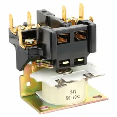 This Dayton general-purpose magnetic relay features a DPST (Double-Pole Single-Throw) contact form with normally open configuration and a 24V AC coil. It is used for switching two independent circuits simultaneously when the coil is energized. Suitable for industrial control panels, HVAC systems, and automation equipment requiring reliable on/off control.