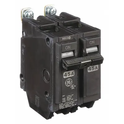 GE Miniature Circuit Breaker: THQB, 45 A, 120/240V AC, Single Phase, 10kA at 120/240V AC - THQB & THHQB Series, Bolt-On GE Miniature Circuit Breakers
