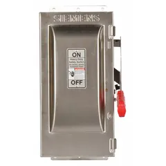 Fusible safety switch rated 30 A, single phase, 240V AC. Enclosed in 304 stainless steel for corrosion resistance. Suitable for indoor and outdoor use. Provides visible disconnect for electrical circuit isolation.