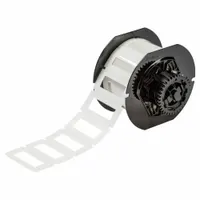 Thermal transfer precut label roll cartridge containing 750 acrylic, permanent adhesive labels, each 1 in x 2 in. Compatible with BBP33, i3300, and i5300 printer series. Used for industrial labeling applications such as asset identification, cable marking, and safety signage